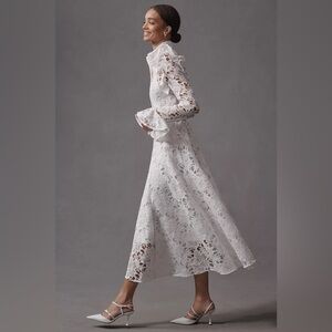 Anthropologie LEO LIN Aliyah Lace Butterfly-Sleeve Midi Dress 2 NWT $795